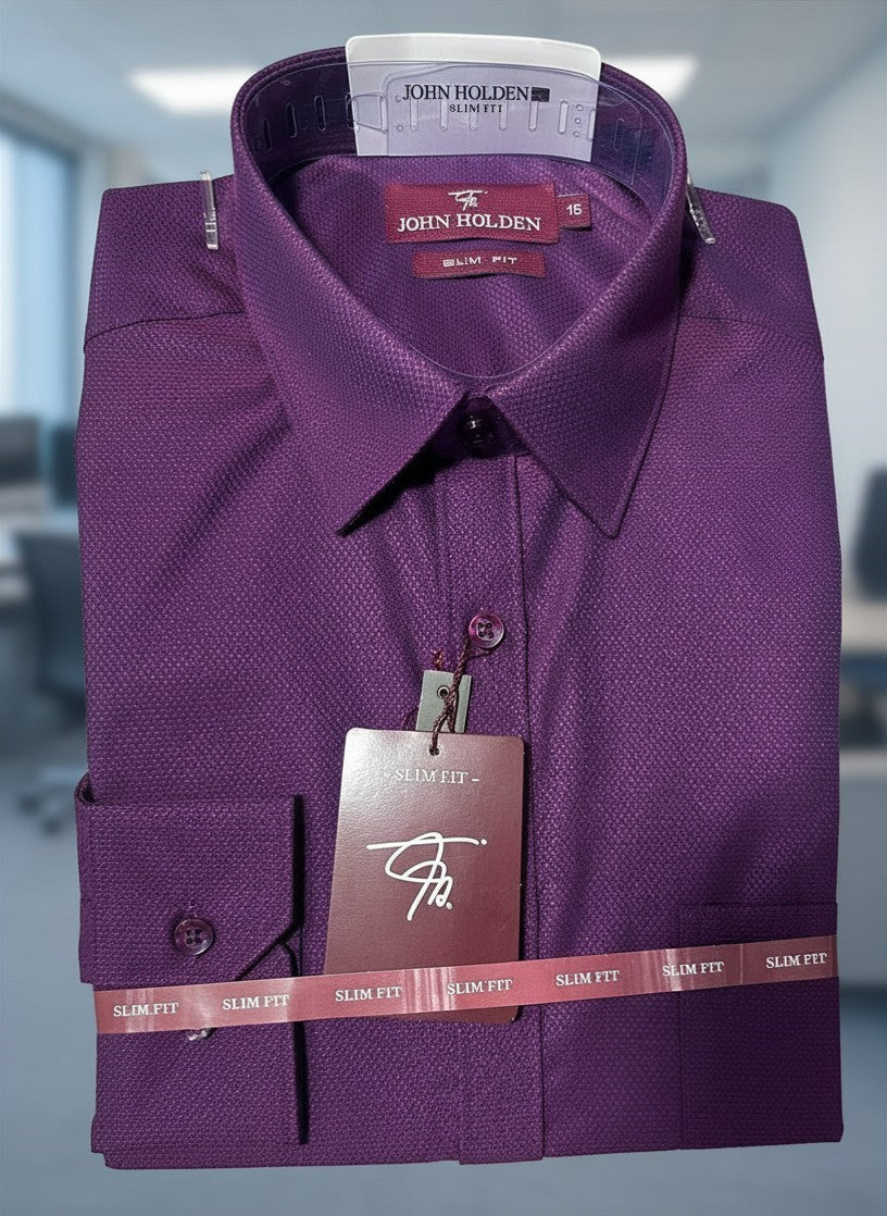 CAMISA JOHN HOLDEN LABRADA GUINDA - FUCSIA SLIM FIT
