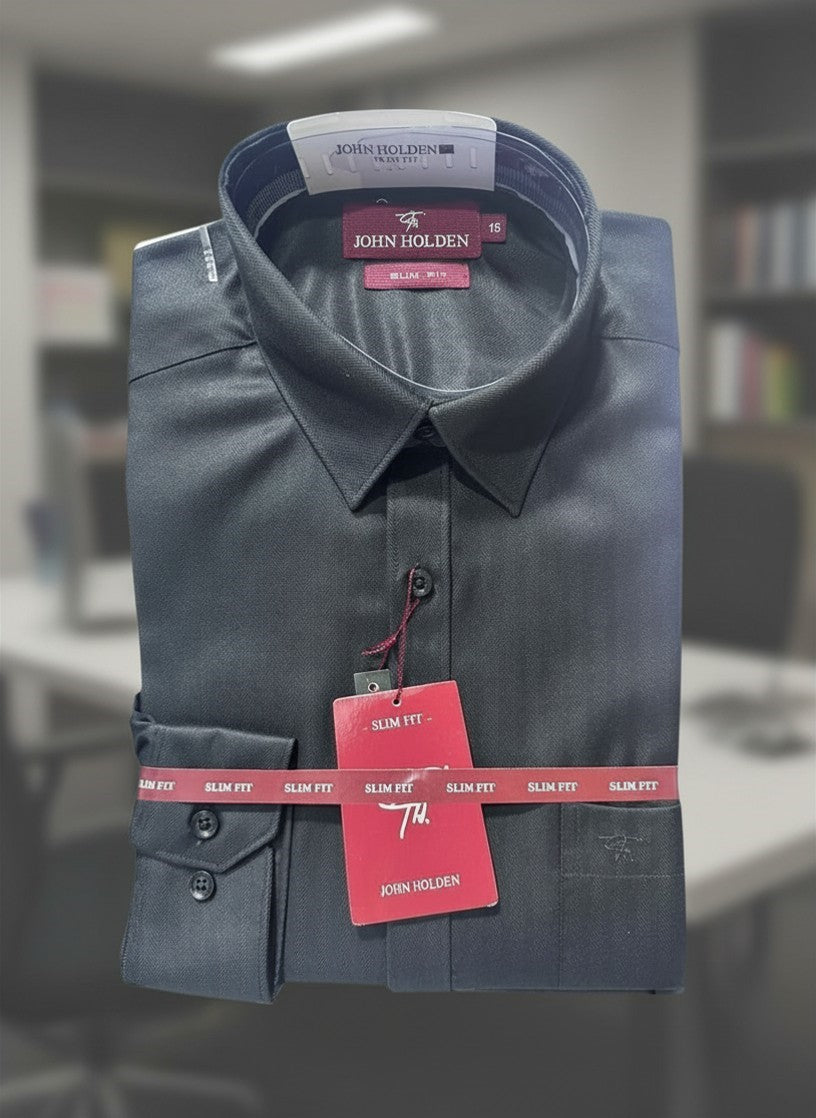 CAMISA JOHN HOLDEN NACIONAL NEGRO SLIM FIT TALLA 15