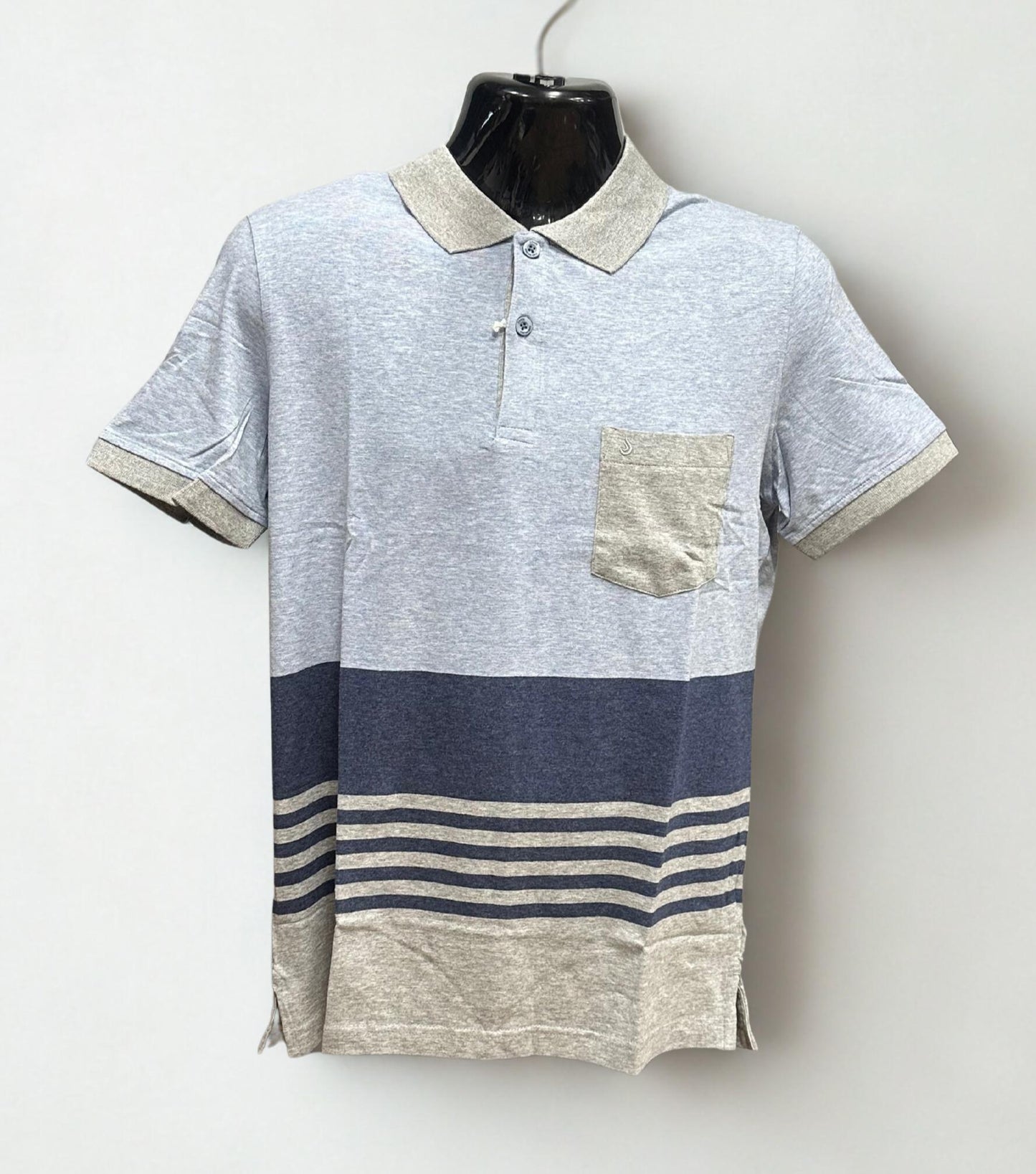POLO JOHN HOLDEN NST774 CELEST OSCURO MELANGE - TALLA S