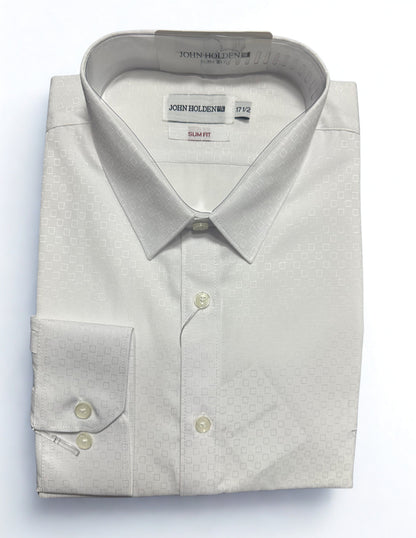 CAMISA JOHN HOLDEN FORMAL M/LARGA LABRADA SLIM FIT 2LC110 BLANCO
