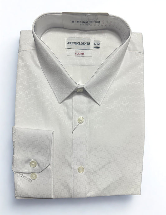 CAMISA JOHN HOLDEN FORMAL M/LARGA LABRADA SLIM FIT 2LC110 BLANCO