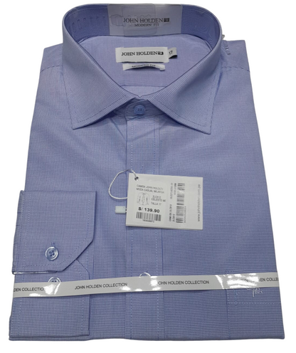 CAMISA JOHN HOLDEN LABRADA MANGA LARGA MODERN FIT 2LC612 CELESTE MEDIO