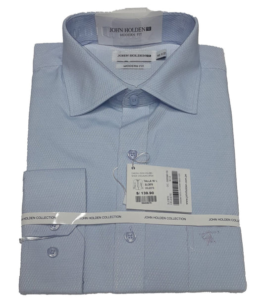 CAMISA JOHN HOLDEN LABRADA MANGA LARGA MODERN FIT 2LC970 CELESTE