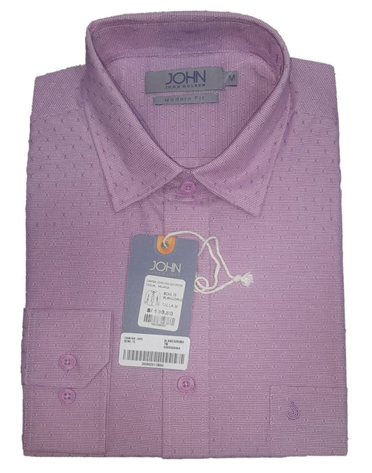 CAMISA JOHN HOLDEN MODA MANGA LARGA MODERN FIT 8CML15 BLANCO ROSA