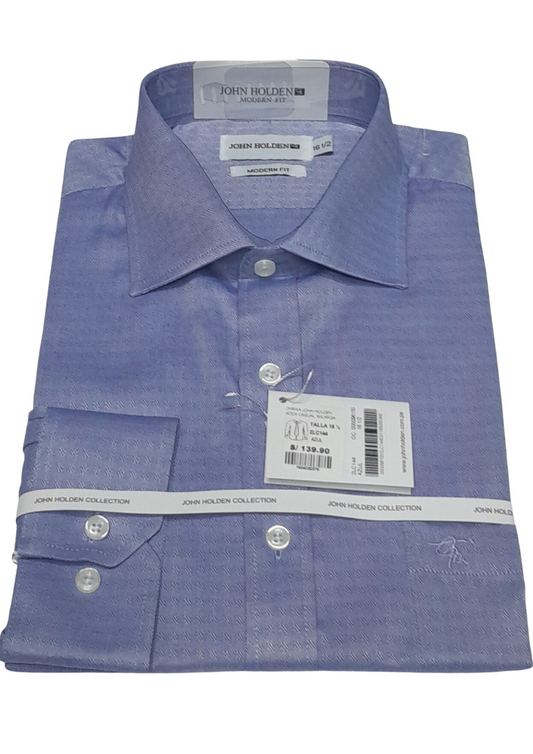 CAMISA JOHN HOLDEN LABRADA MANGA LARGA MODERN FIT 2LC144 AZUL