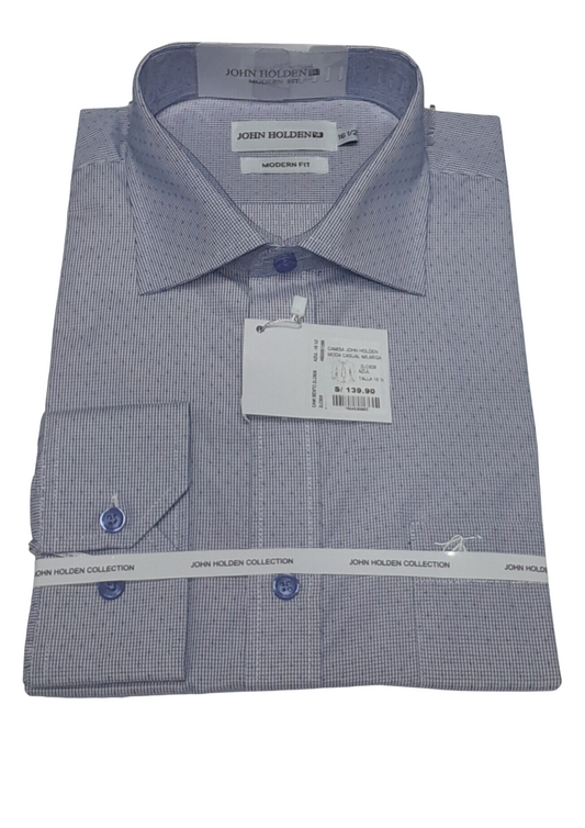 CAMISA JOHN HOLDEN LABRADA MANGA LARGA MODERN FIT 2LC608 AZUL