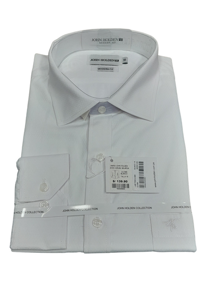 CAMISA JOHN HOLDEN LABRADA MANGA LARGA MODERN FIT 2LC564 BLANCO