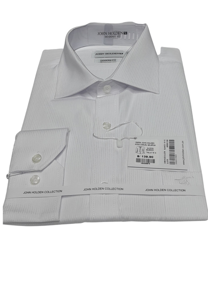 CAMISA JOHN HOLDEN LABRADA MANGA LARGA MODERN FIT 2LC576 BLANCO