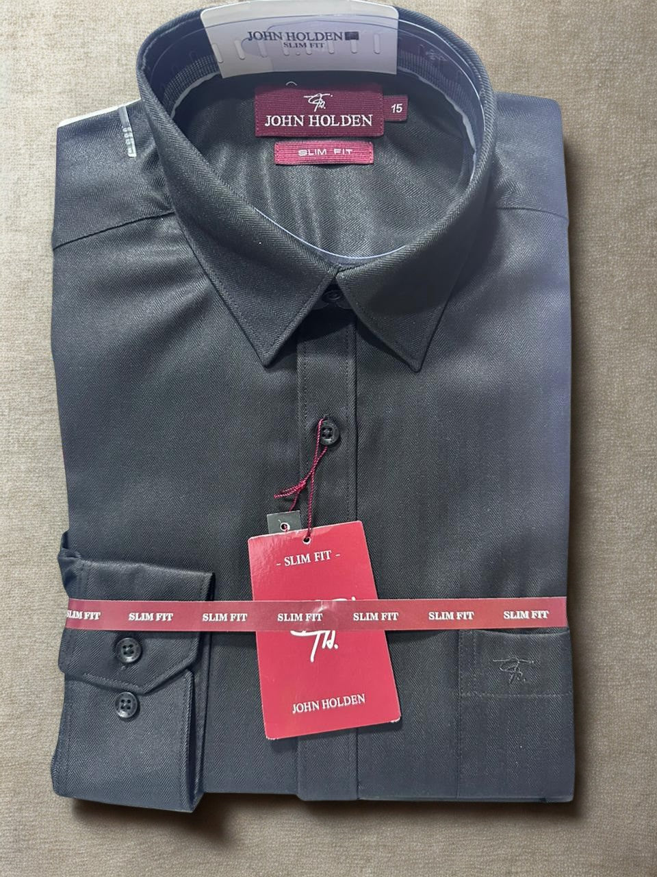 CAMISA JOHN HOLDEN NACIONAL NEGRO SLIM FIT TALLA 15