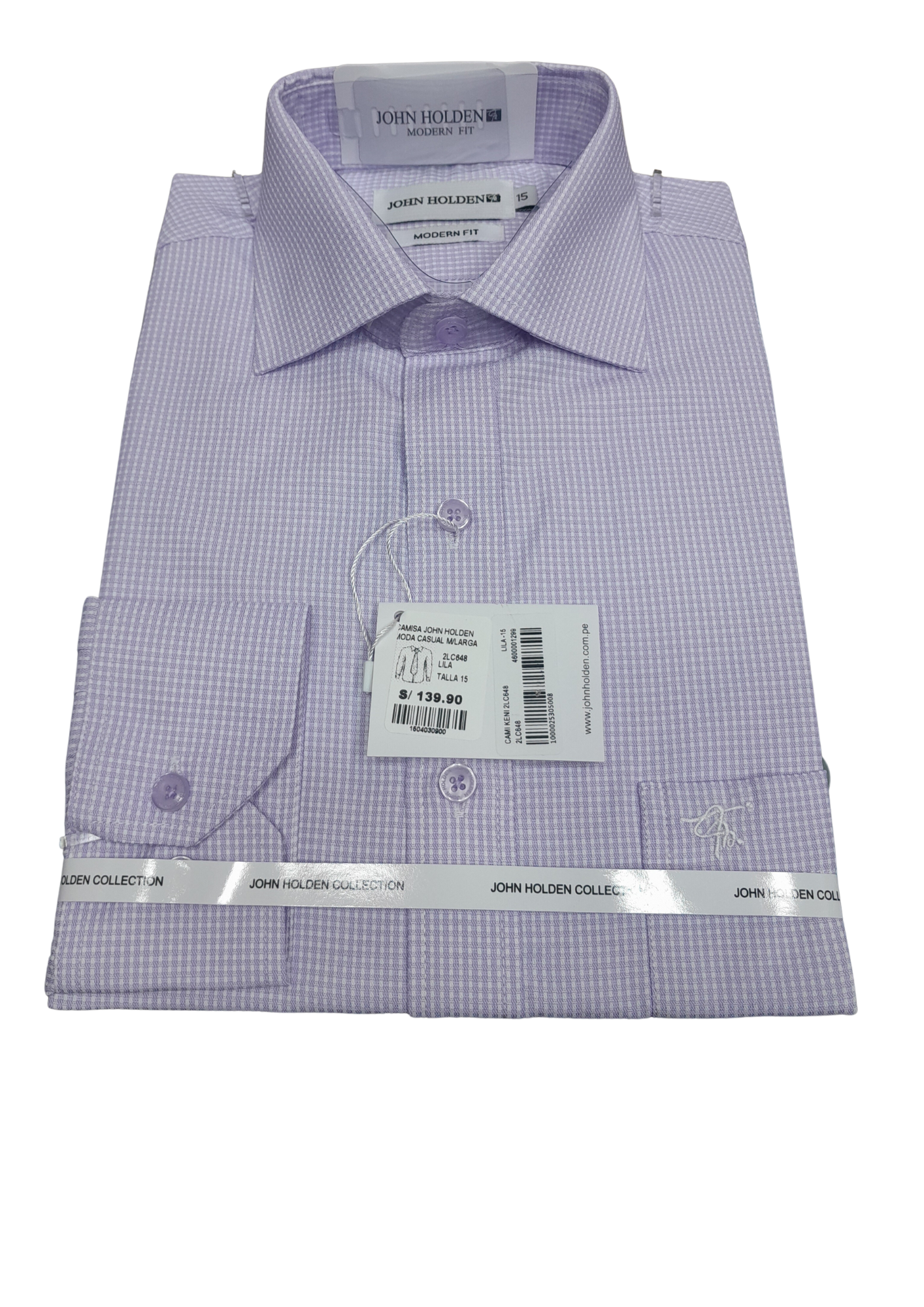 CAMISA JOHN HOLDEN LABRADA MANGA LARGA MODERN FIT 2LC648 LILA