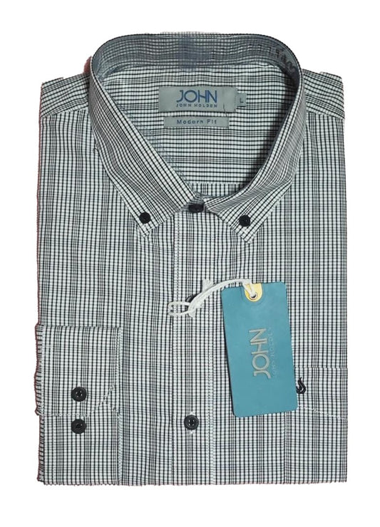 CAMISA JOHN HOLDEN CASUAL 9CML02 NEGRO CUADROS