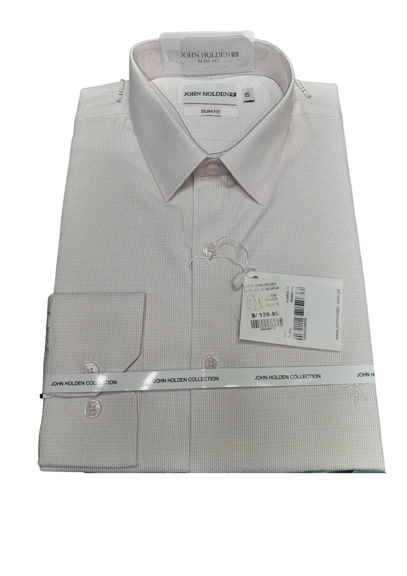 CAMISA JOHN HOLDEN LABRADA MANGA LARGA SLIM FIT 2LC636 ROSADO