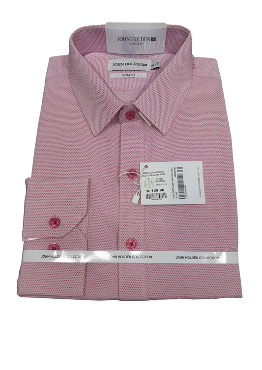 CAMISA JOHN HOLDEN LABRADA MANGA LARGA SLIM FIT 2LC640 MAGENTA