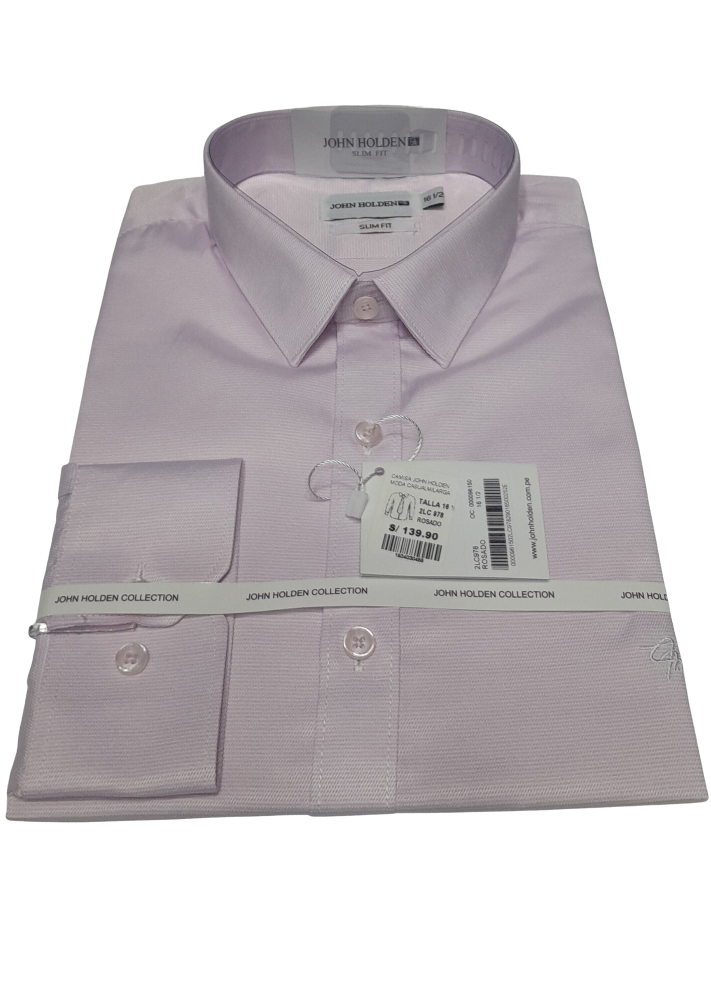 CAMISA JOHN HOLDEN LABRADA MANGA LARGA SLIM FIT 2LC978 ROSADO